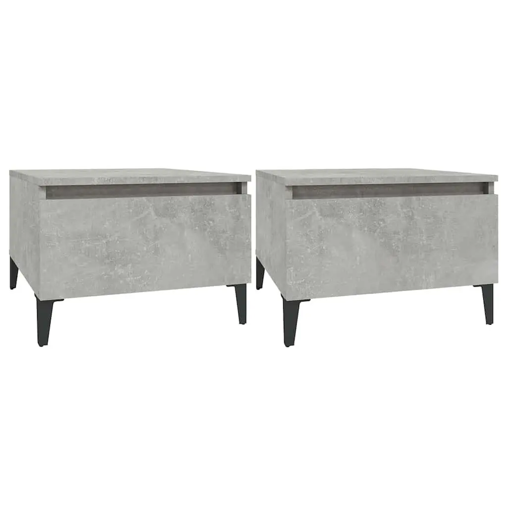 End Tables Engineered Wood Grey Set of 2 Accent Side Tables with Drawer Storage