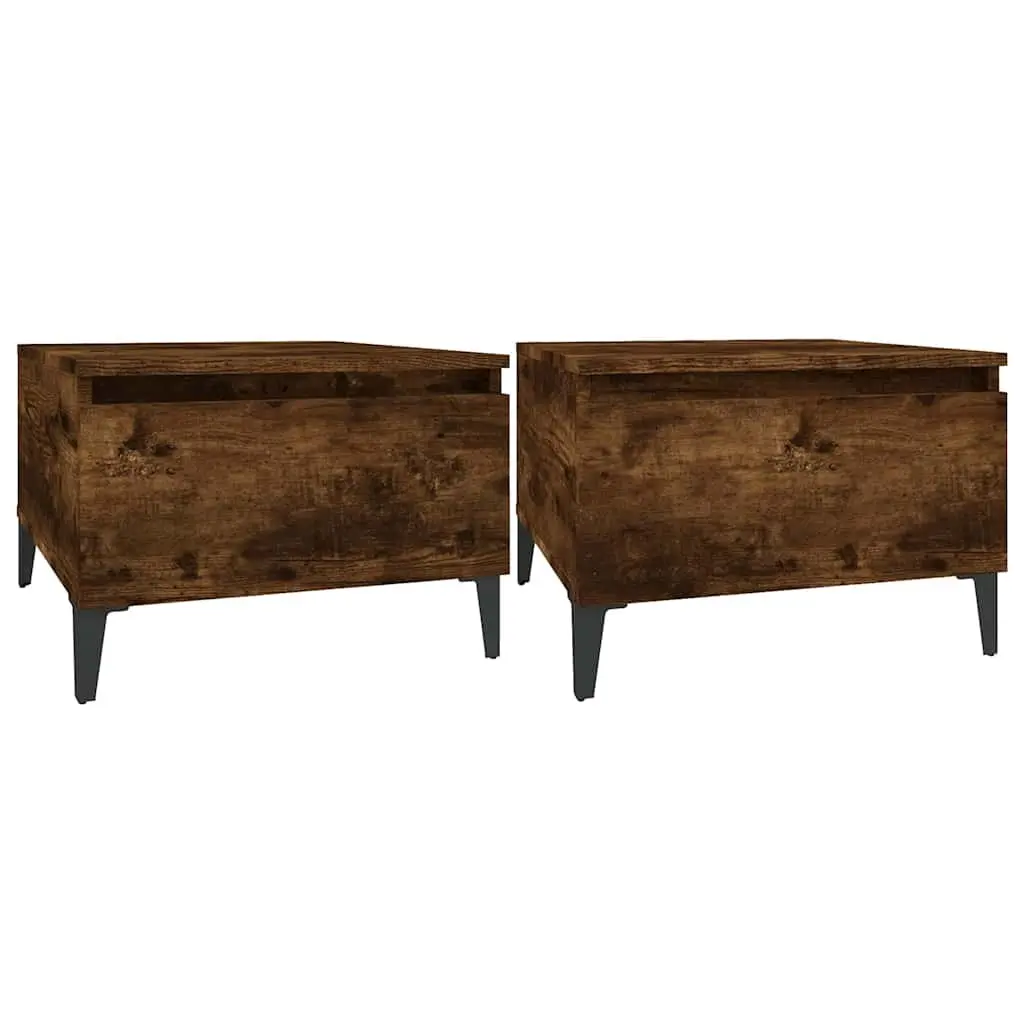 End Tables Engineered Wood Smoked Oak Brown Industrial Style Set of 2