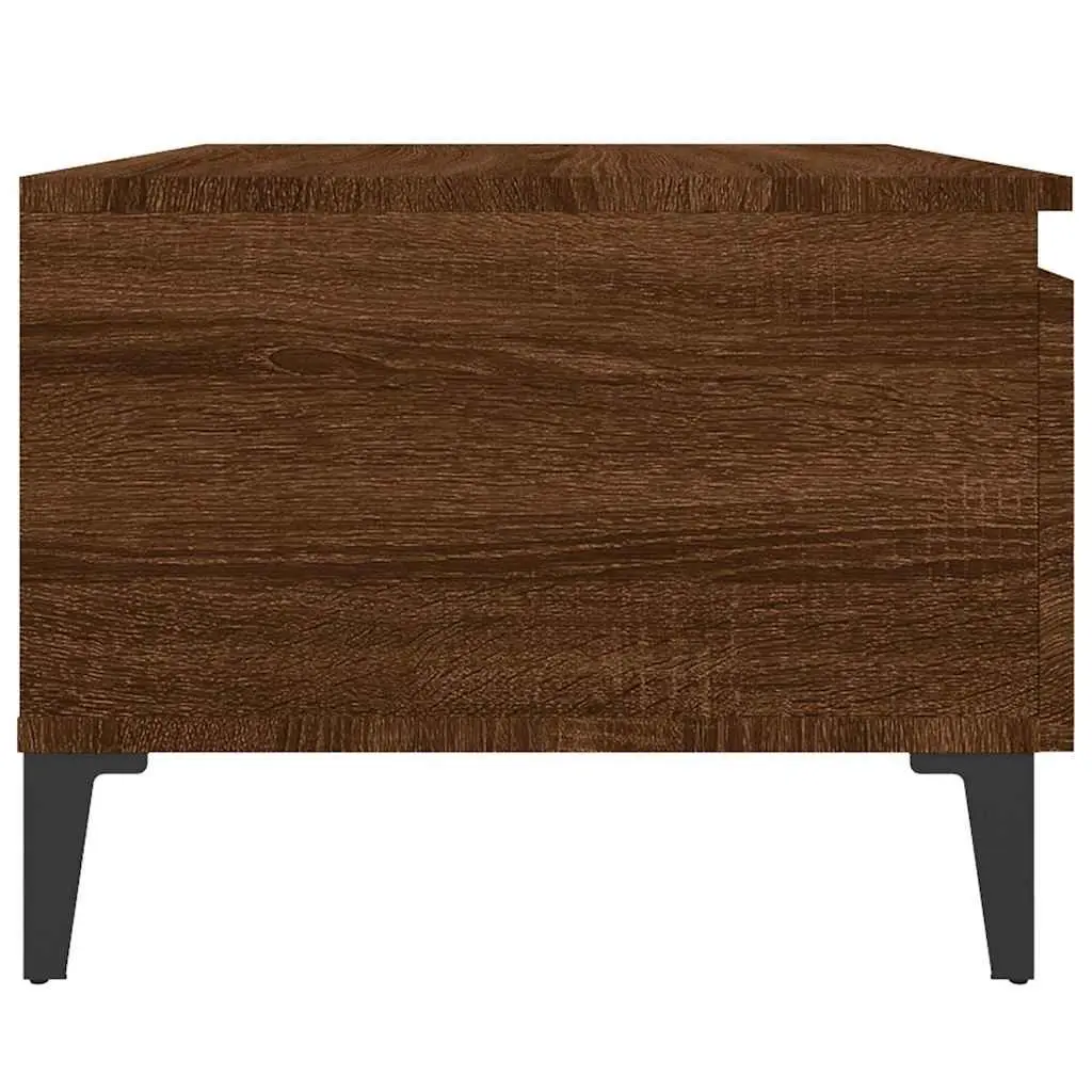 End Tables Engineered Wood Brown Oak Industrial 2 Piece Side Table with Drawer Storage