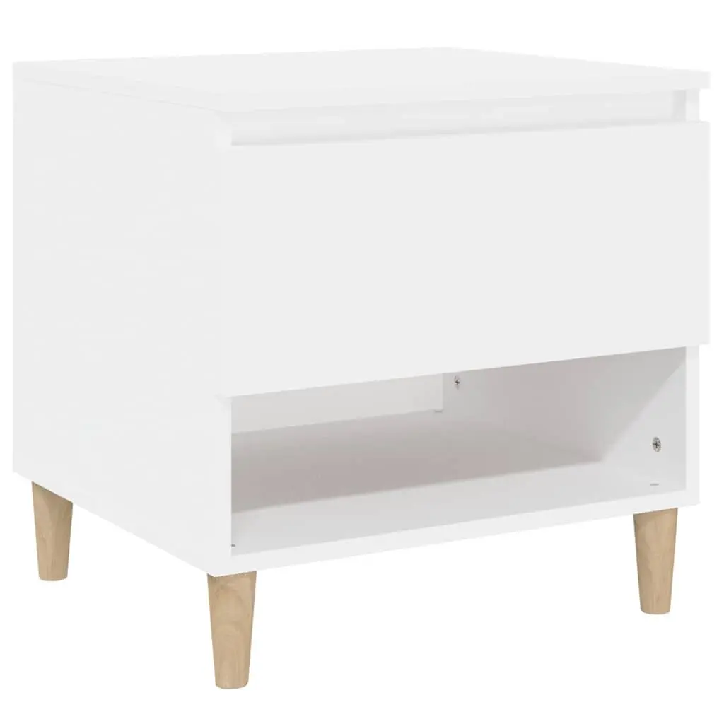 Bedside Table Engineered Wood 50x46x50 cm White Nightstand