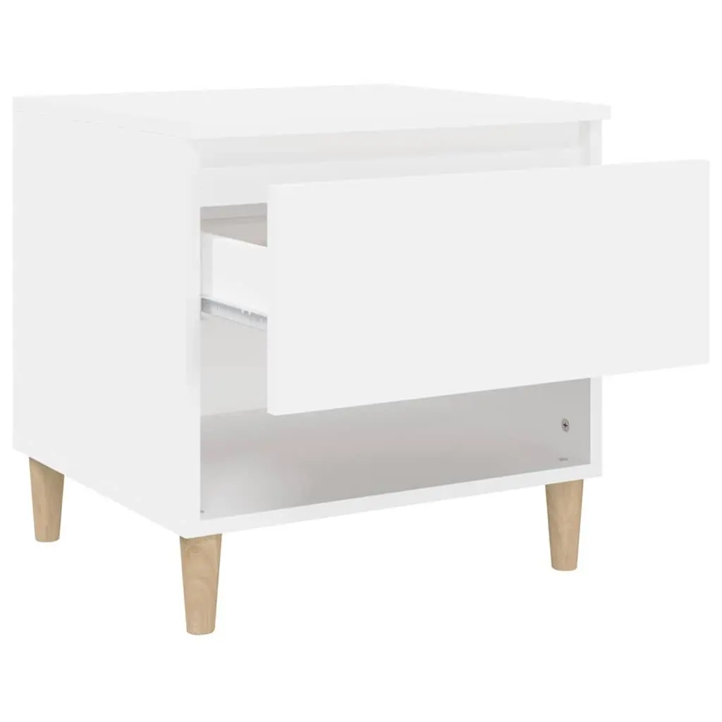 Bedside Table Engineered Wood 50x46x50 cm White Nightstand