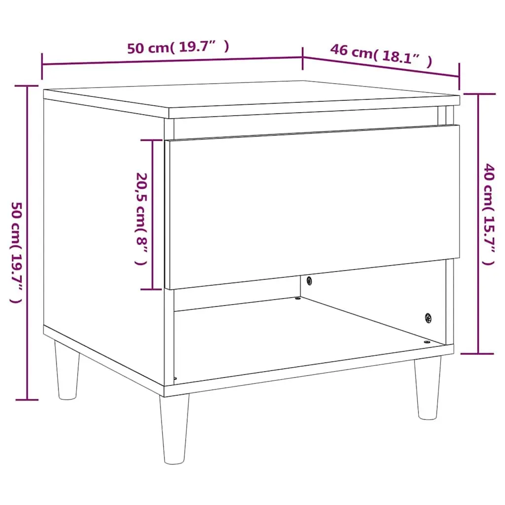 Bedside Tables Engineered Wood 50x46x50 cm White 2 Piece
