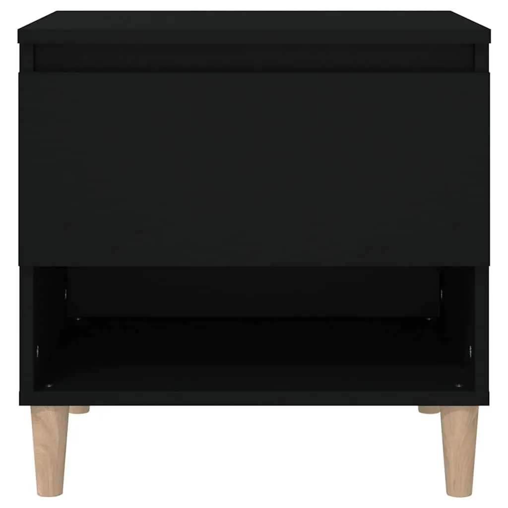 Black Engineered Wood Bedside Table Nightstand 50x46x50cm Storage Cabinet