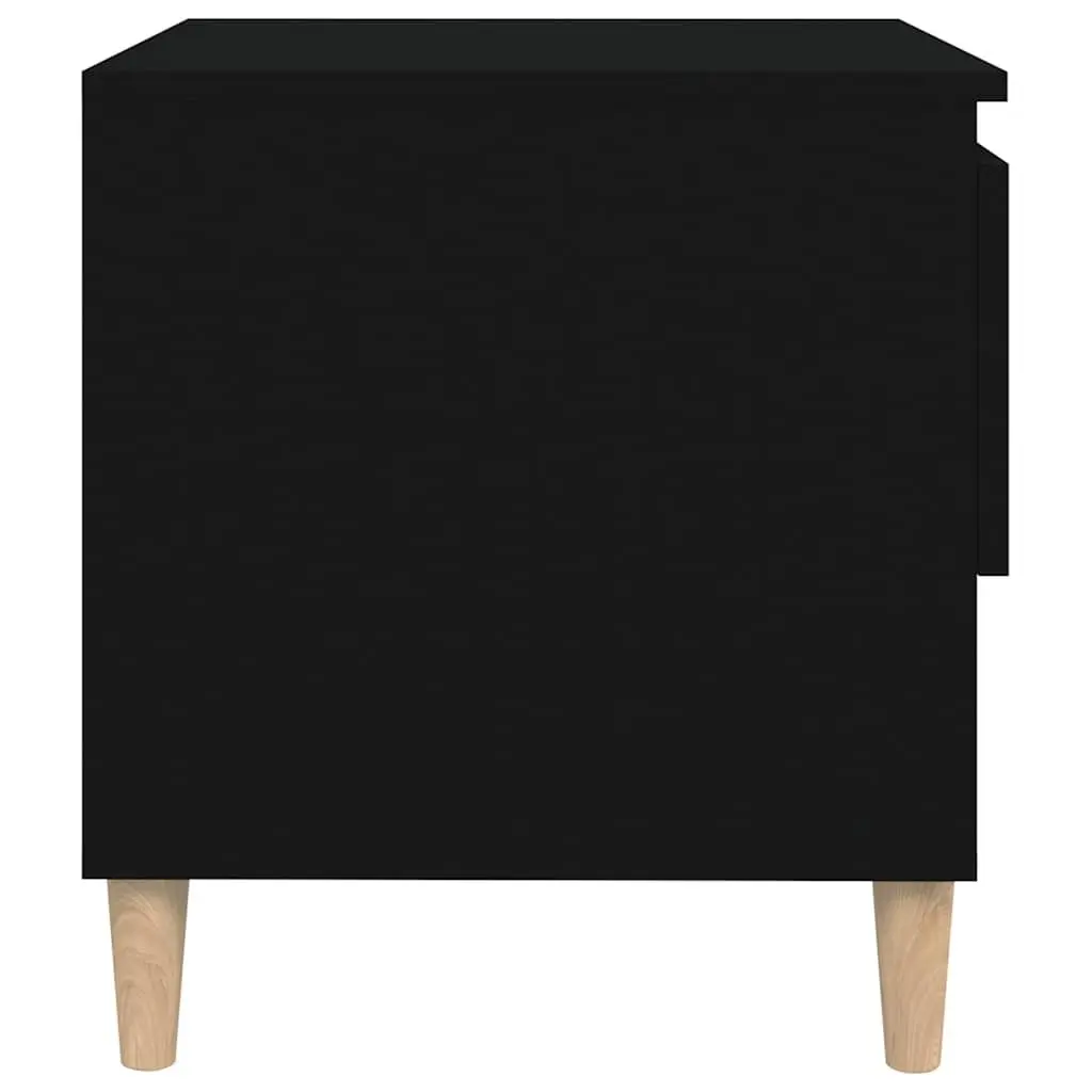 Black Engineered Wood Bedside Table Nightstand 50x46x50cm Storage Cabinet