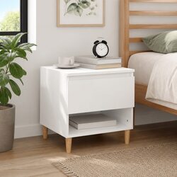 Bedside Table White High Gloss Modern Side Storage Cabinet Nightstand Furniture