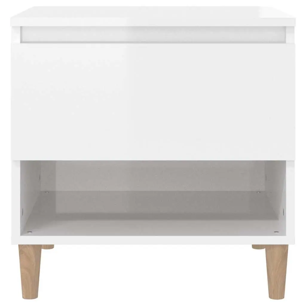 Bedside Tables 2 pcs White High Gloss Modern Design Storage Nightstands