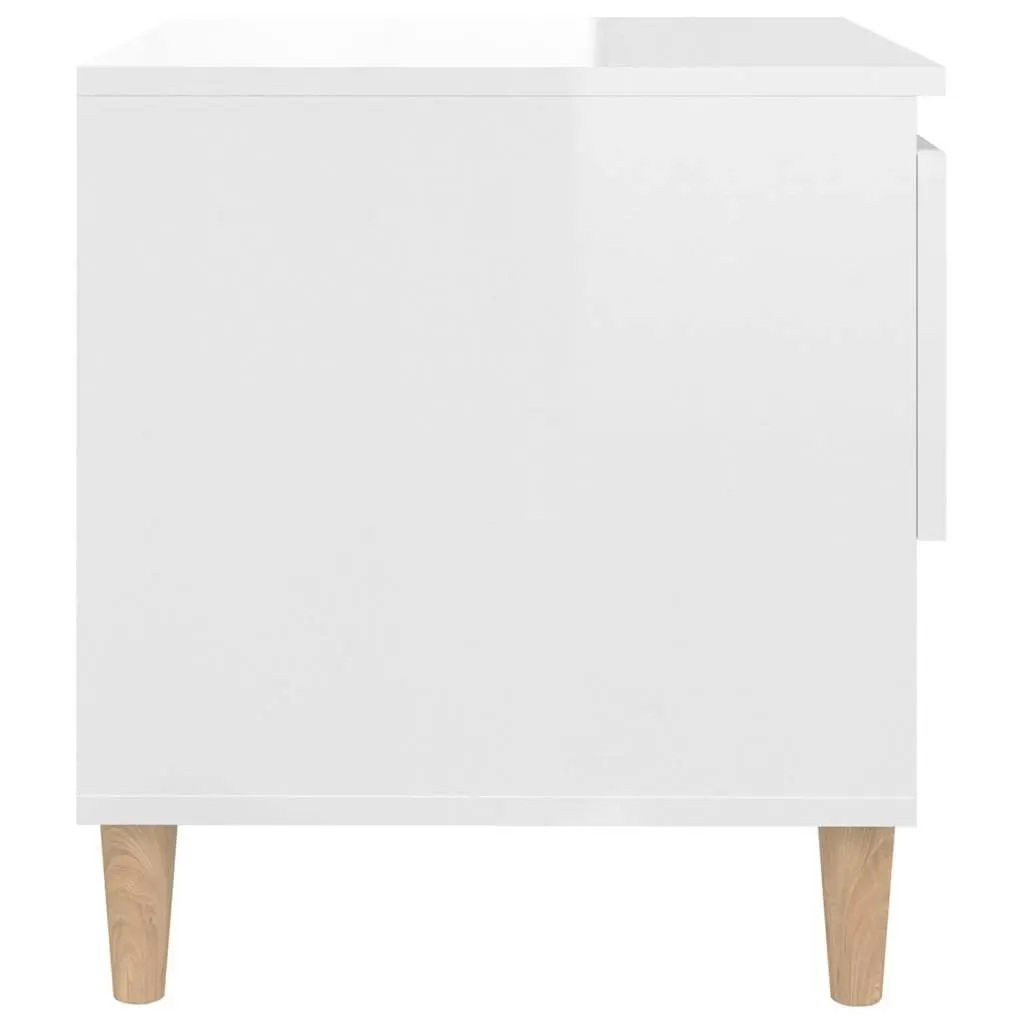 Bedside Tables 2 pcs White High Gloss Modern Design Storage Nightstands
