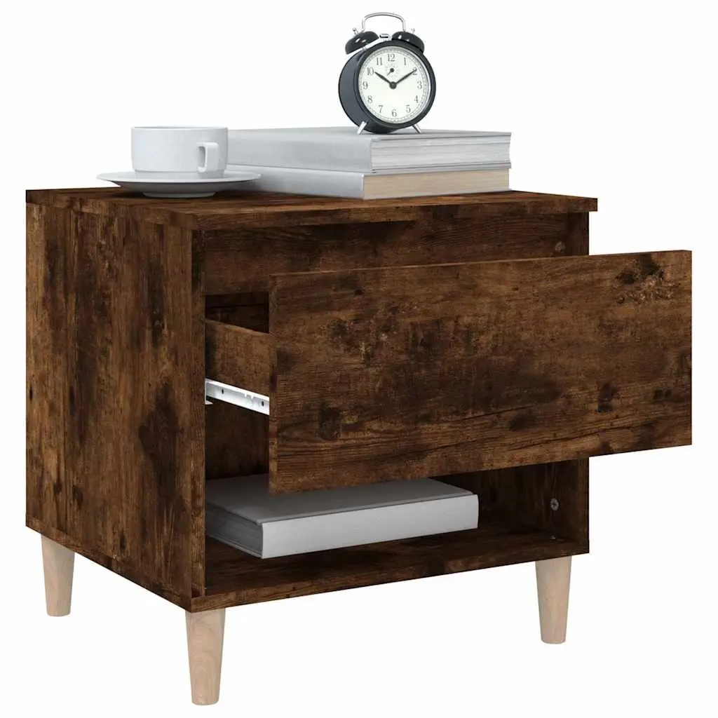 Brown Engineered Wood Nightstands Set of 2 50x46x50cm Bedside Tables Bedroom Storage
