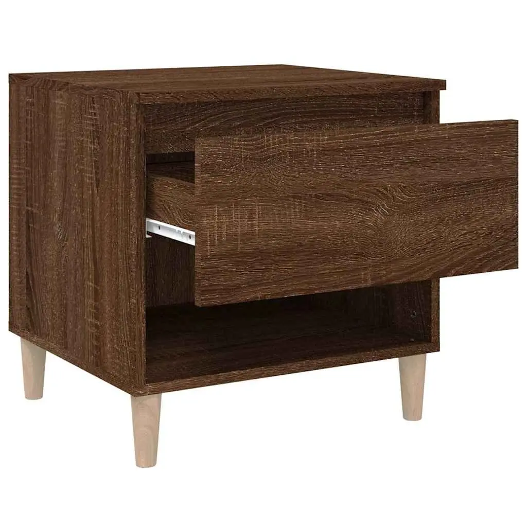 Bedside Tables 2 Piece Engineered Wood Brown Oak 50x46x50 cm Storage Furniture