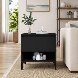 Black Side Table with Drawer for Living Areas