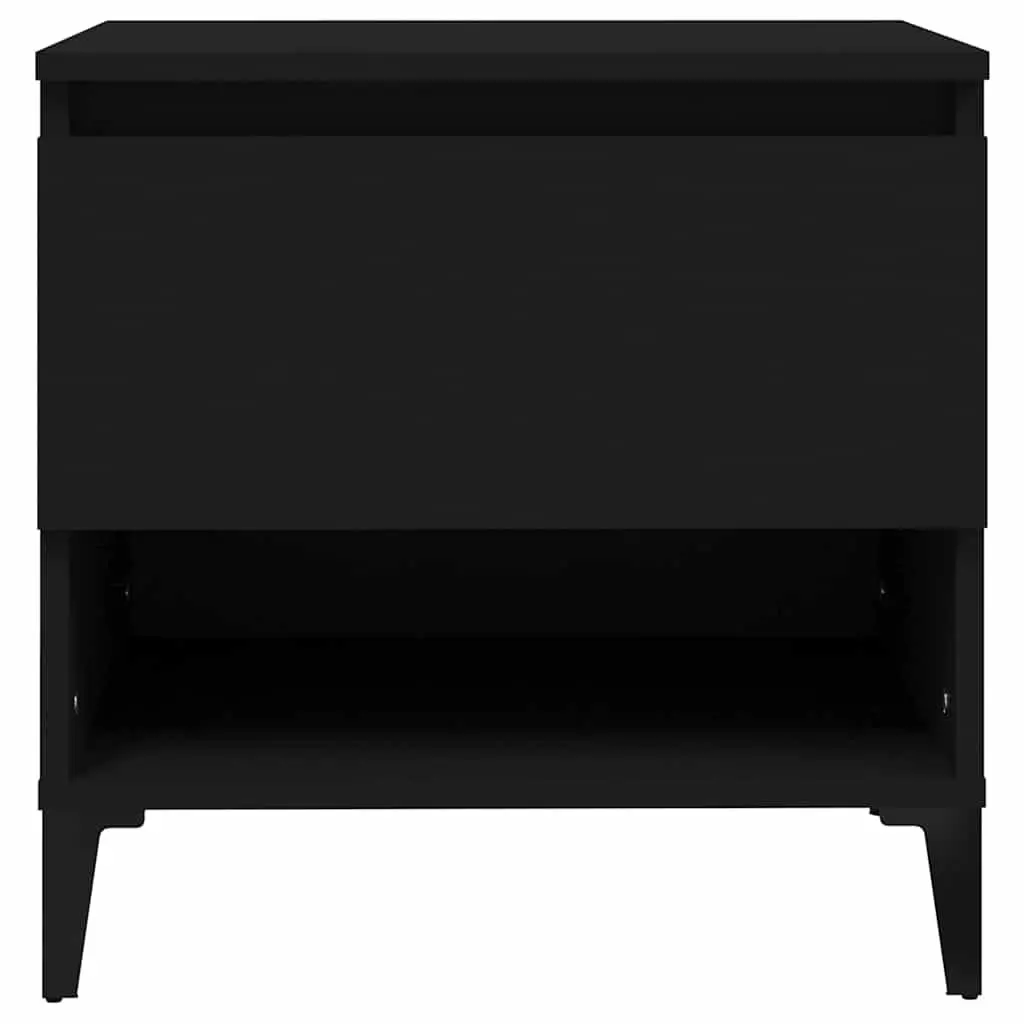 Side Table Black Engineered Wood with Drawer Storage Compartment Industrial