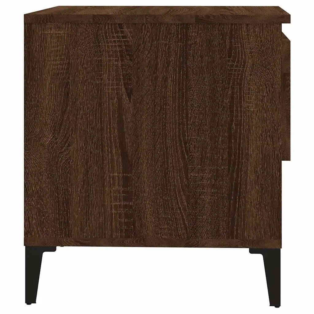 Brown Oak Engineered Wood End Tables 2 Piece with Drawer Storage for Living Room