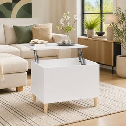 Functional Lift-Top Coffee Table White 60x44.5x45 cm