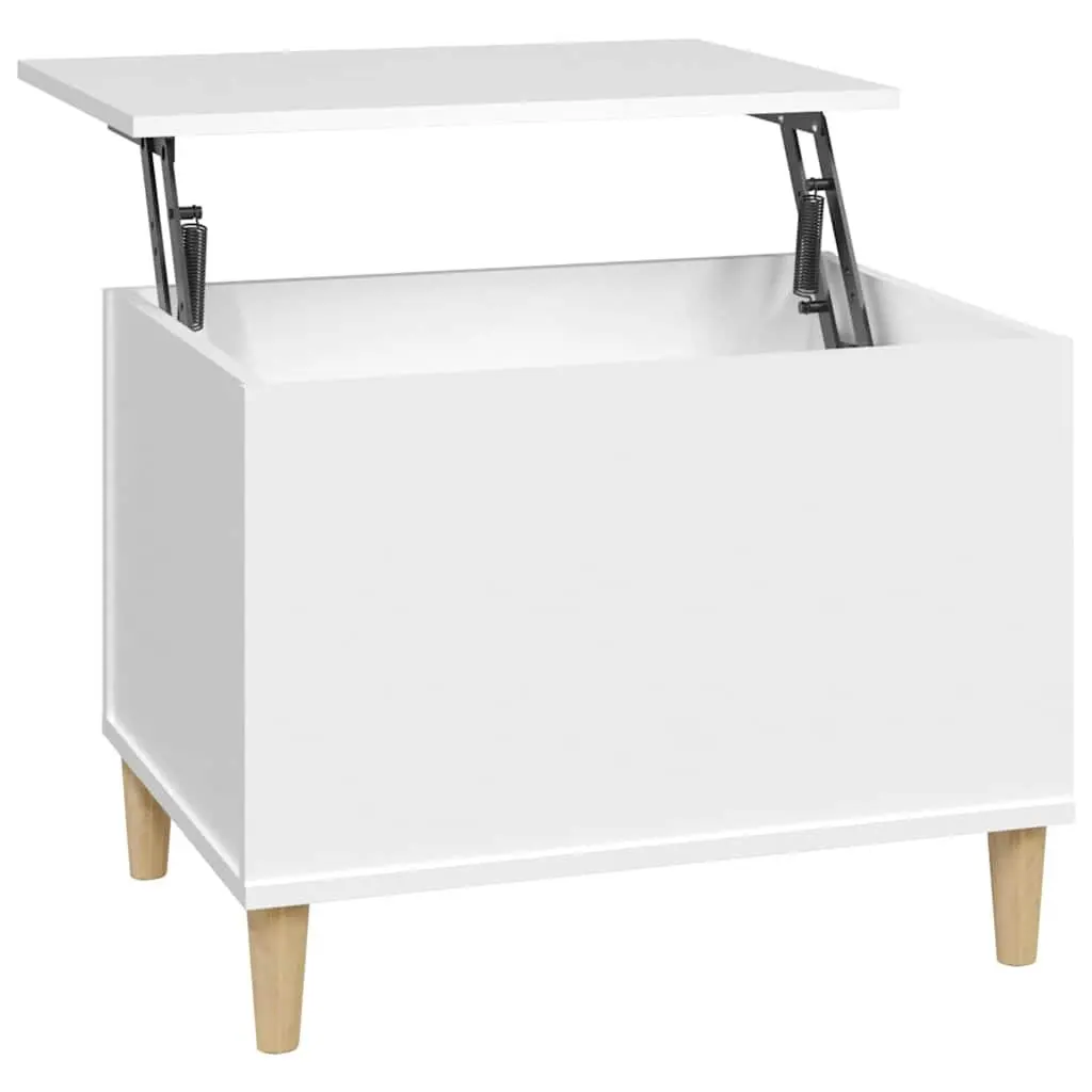 Lift-Top Coffee Table Engineered Wood White 60x44.5x45 cm with Hidden Storage Compartment for Living Room
