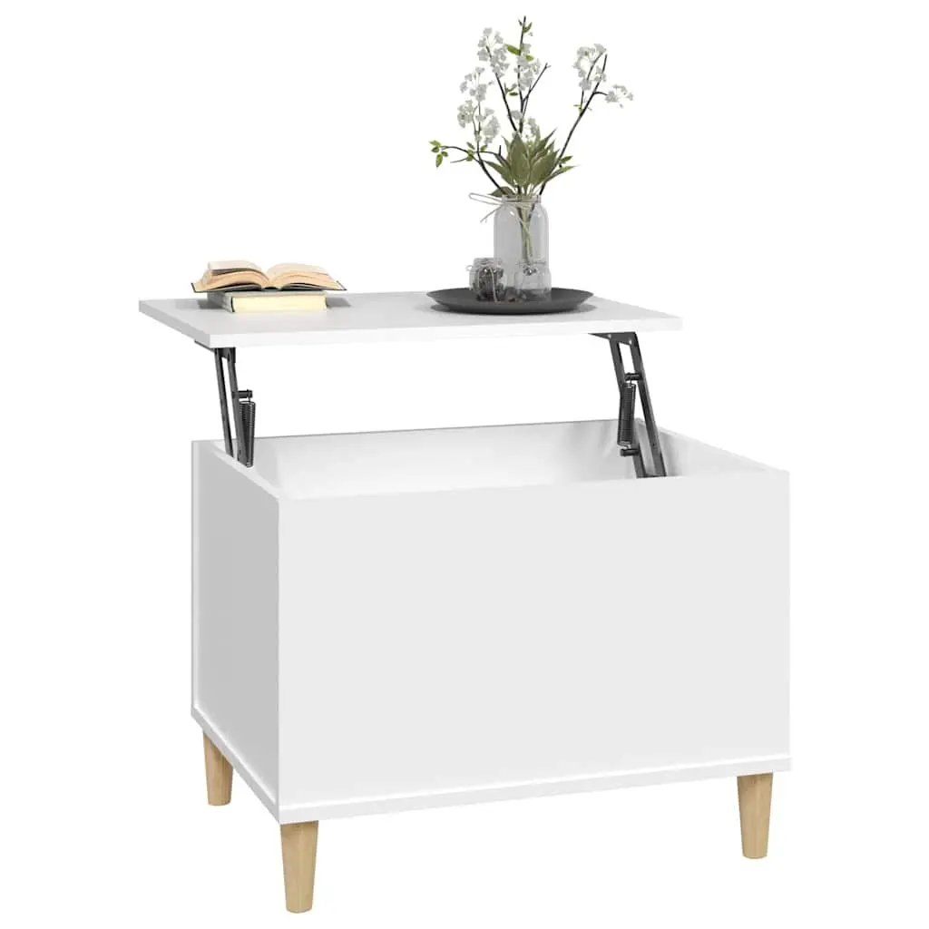 Lift-Top Coffee Table Engineered Wood White 60x44.5x45 cm with Hidden Storage Compartment for Living Room