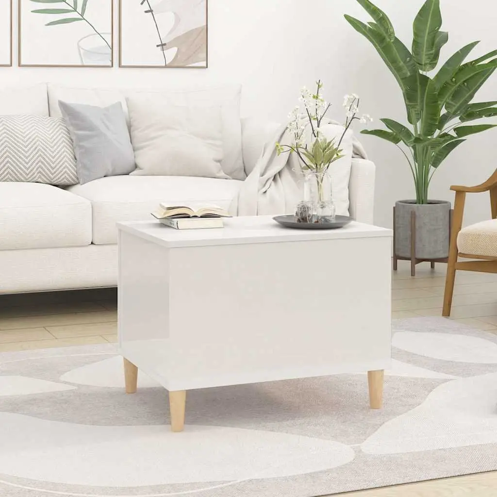 Coffee Table Engineered Wood Lift Top 60 x 44.5 x 45 cm White High Gloss