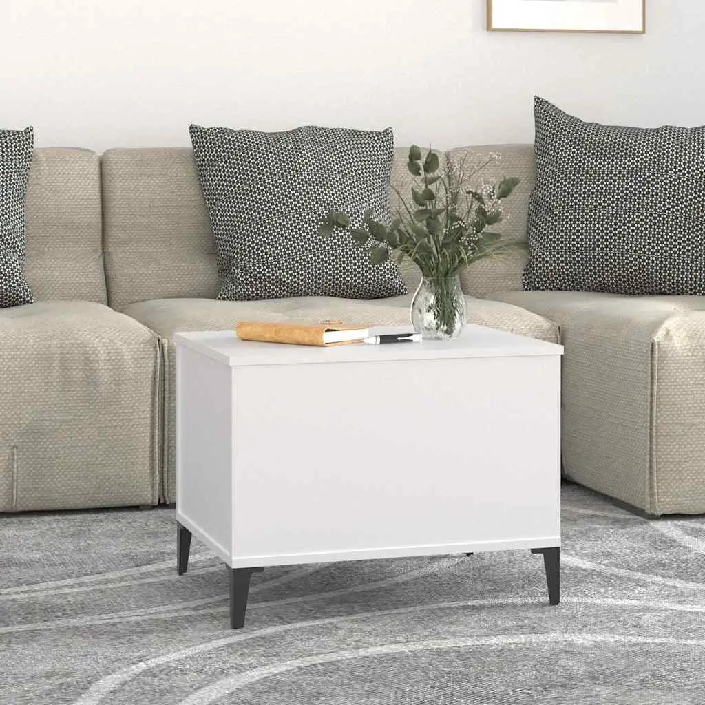 Lift-Top Coffee Table White 60x44.5x45cm Storage Compartment Living Room