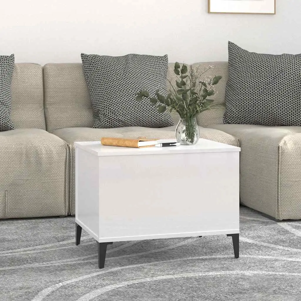 Coffee Table Engineered Wood 60x44.5x45 cm White Lift Top Hidden Storage
