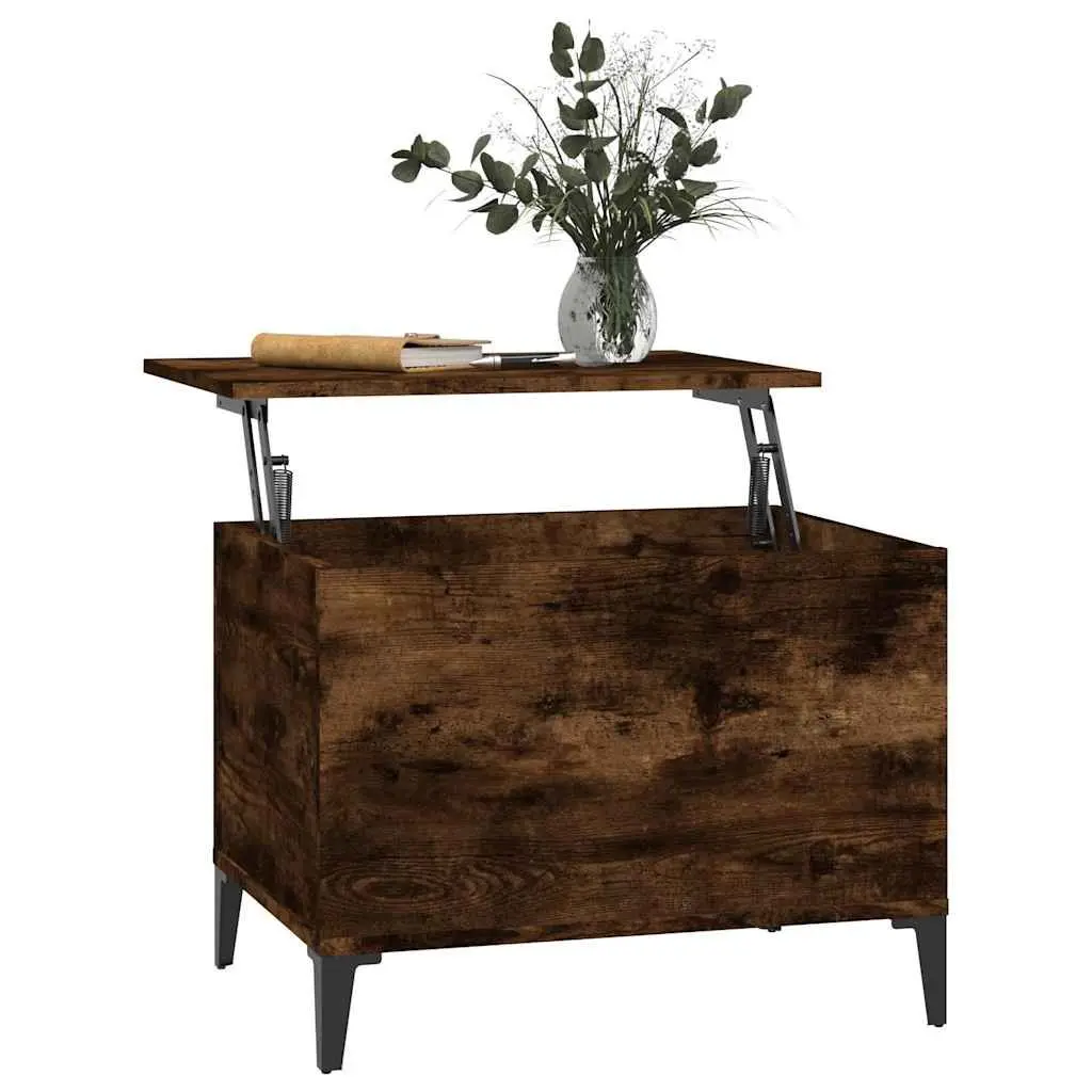 Lift-Top Coffee Table Smoked Oak Brown Engineered Wood Storage Accent Living