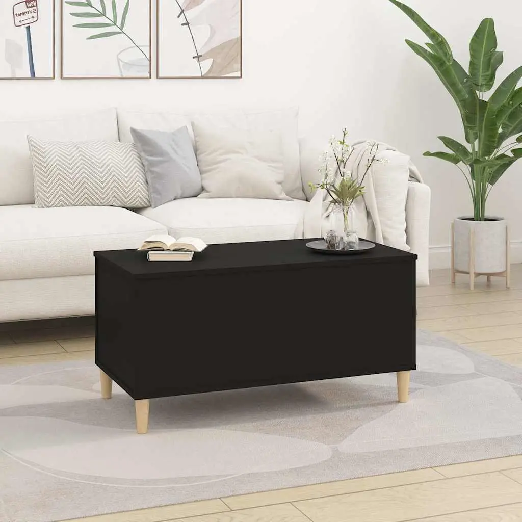 Lift Top Coffee Table Engineered Wood Black Storage Compartment Adjustable Height 90L x 44.5W x 45H cm