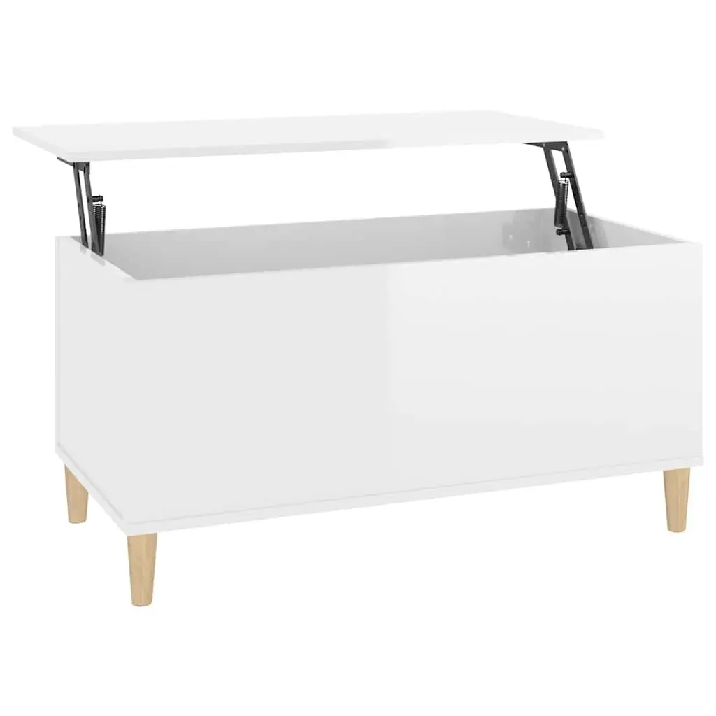 Coffee Table Engineered Wood Lift Top 90x44.5x45cm White High Gloss
