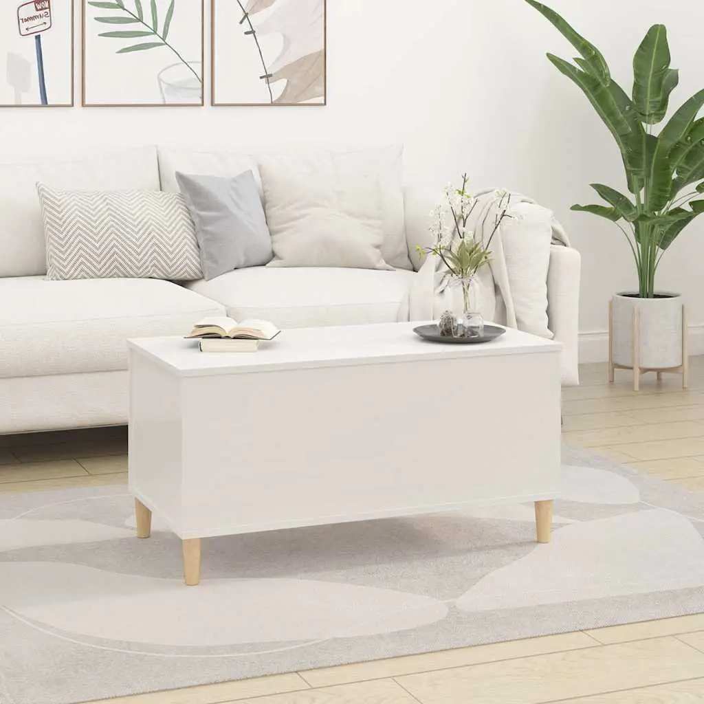Coffee Table Engineered Wood Lift Top 90x44.5x45cm White High Gloss