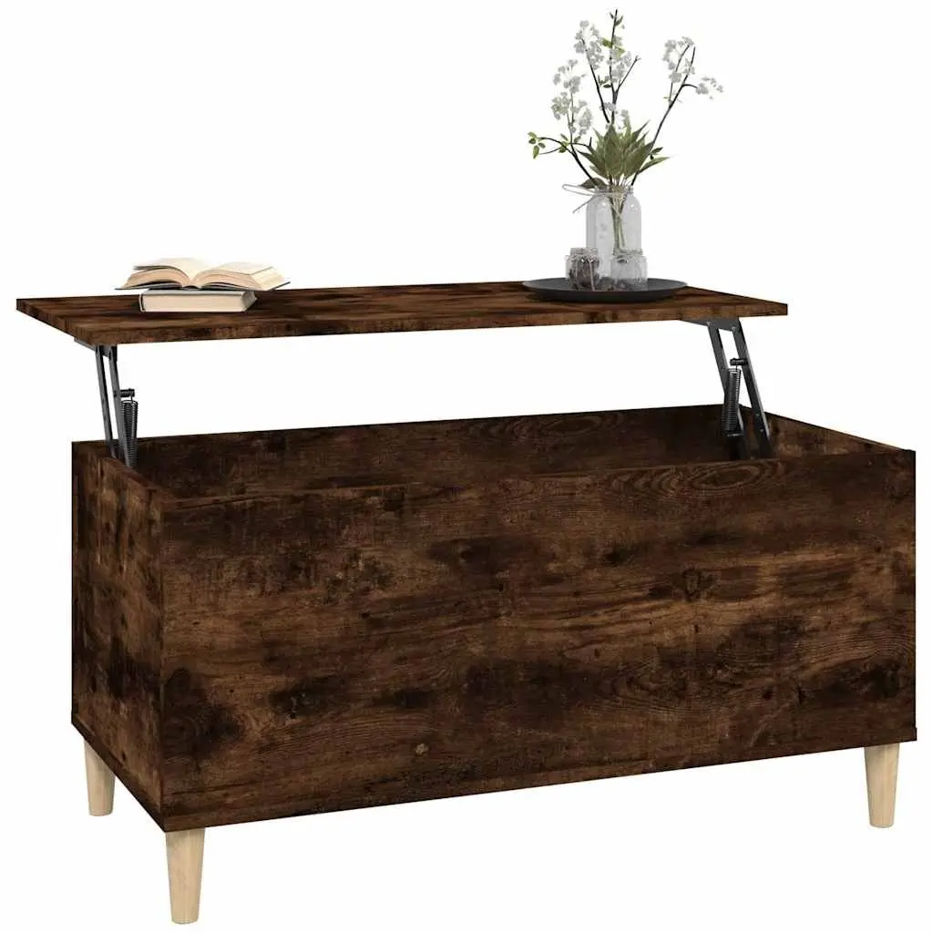 Lift Top Coffee Table Engineered Wood Smoked Oak Brown 90 x 44.5 x 45 cm