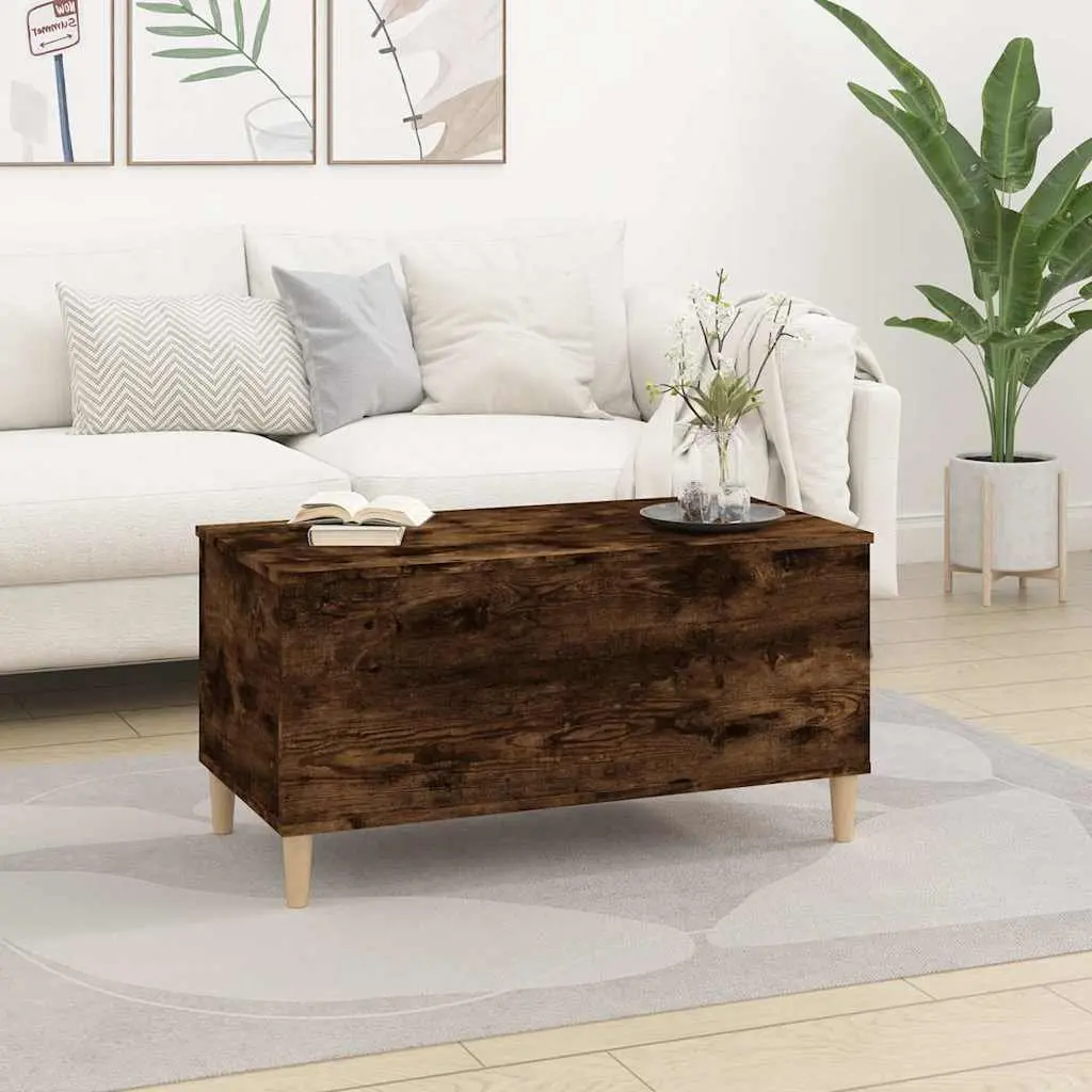 Lift Top Coffee Table Engineered Wood Smoked Oak Brown 90 x 44.5 x 45 cm