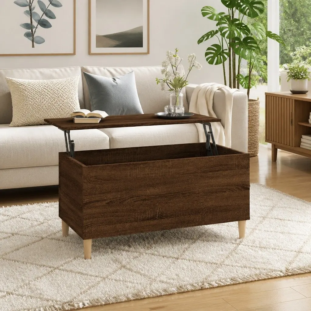 Coffee Table Engineered Wood Lift-Top 90x44.5x45cm Brown Oak Storage