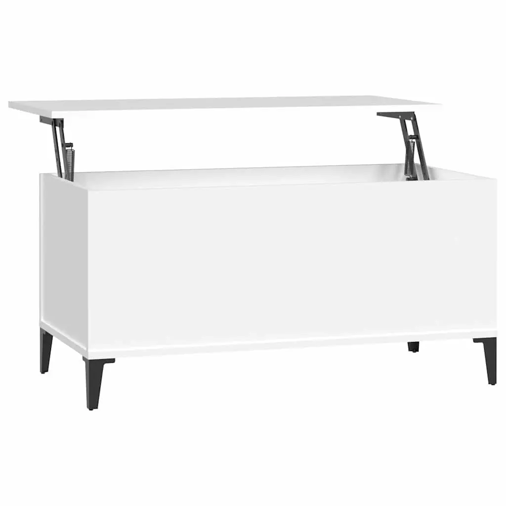 Coffee Table Lift-Top Engineered Wood White 90x44.5x45 cm Adjustable Height with Hidden Storage Compartment