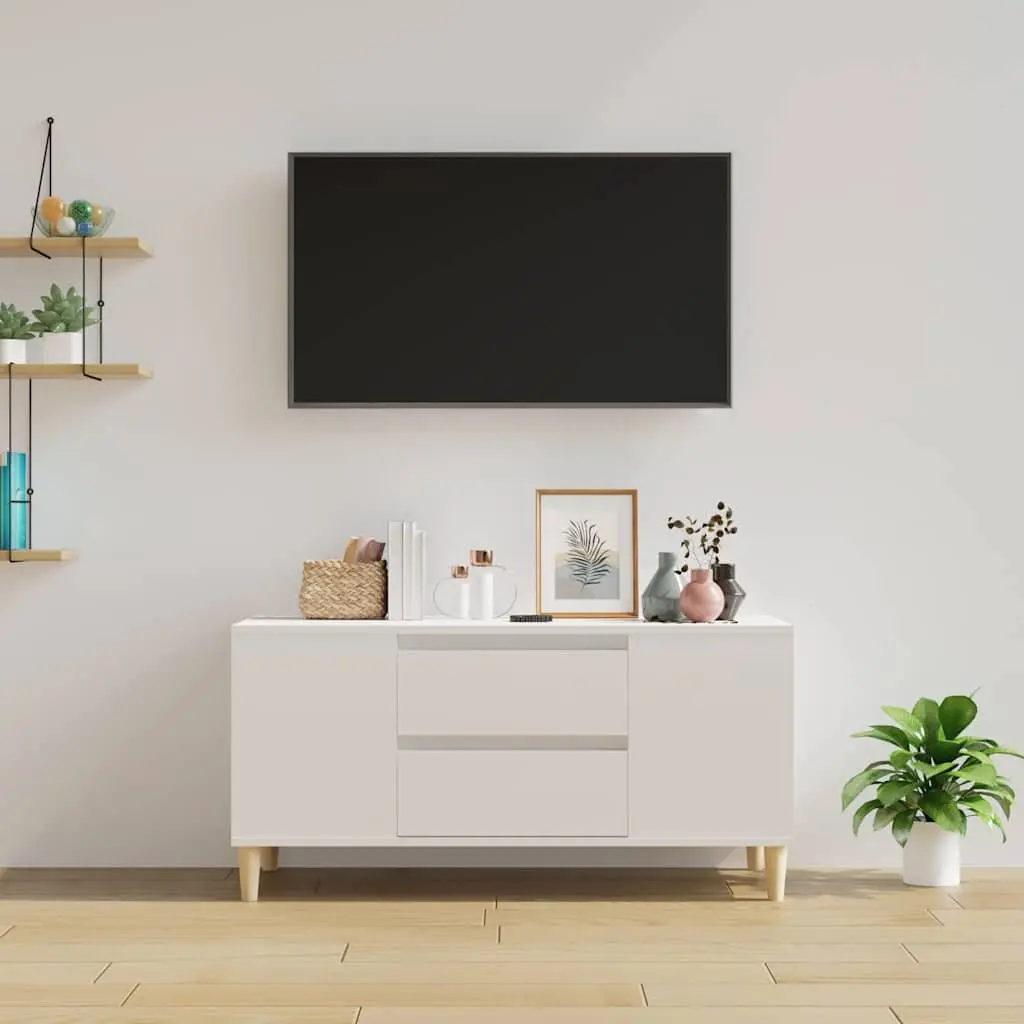 White TV Cabinet with Storage for Media Devices