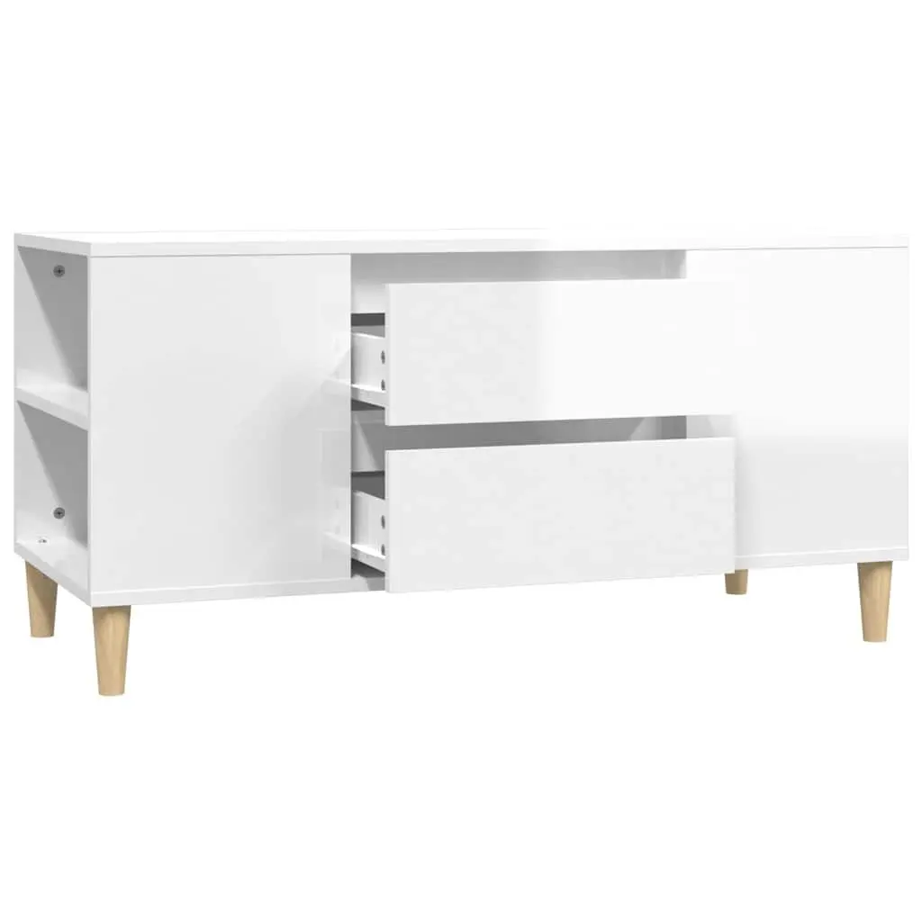 White TV Cabinet with Storage for Media Devices