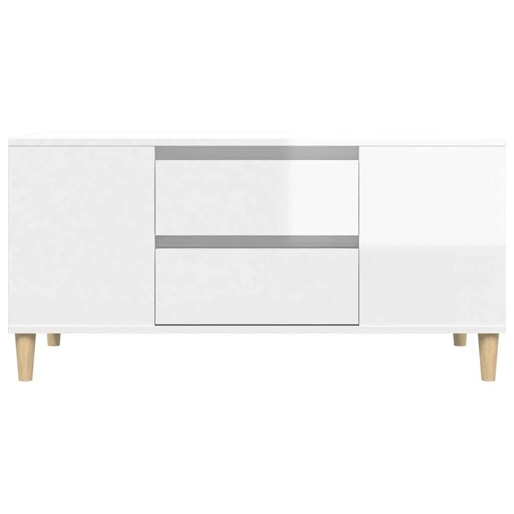 White TV Cabinet with Storage for Media Devices