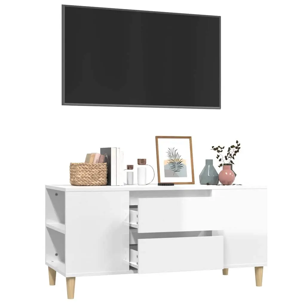 White TV Cabinet with Storage for Media Devices