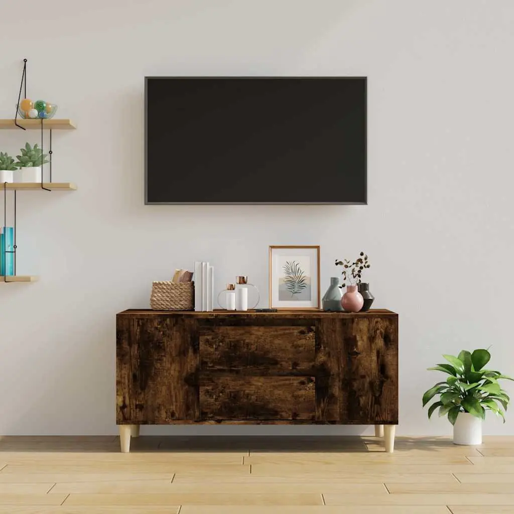 TV Cabinet Engineered Wood 102x44.5x50 cm Brown Storage Unit 4 Compartments 2 Drawers