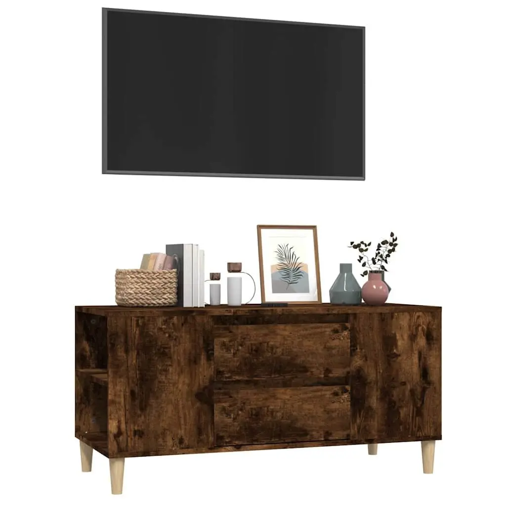 TV Cabinet Engineered Wood 102x44.5x50 cm Brown Storage Unit 4 Compartments 2 Drawers