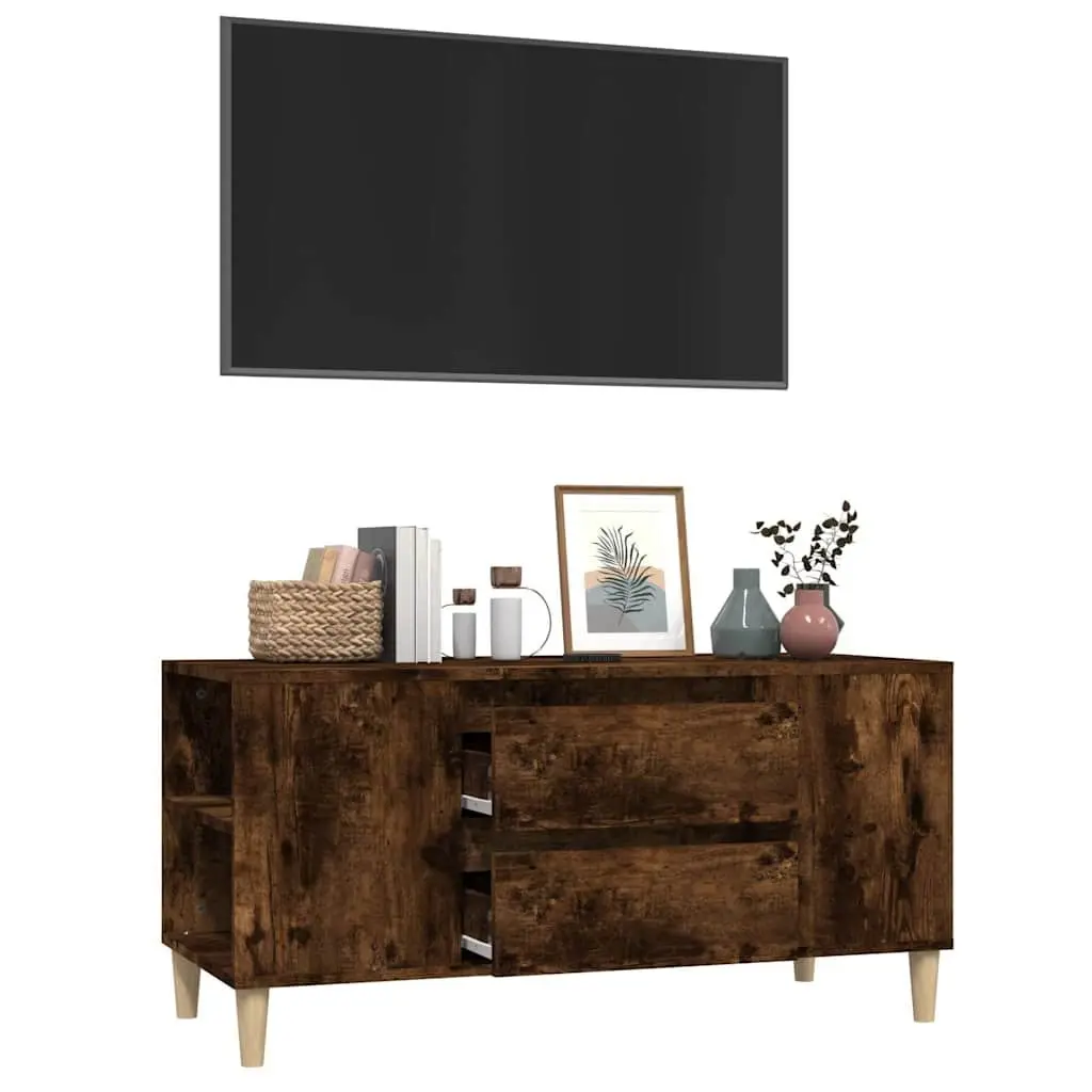 TV Cabinet Engineered Wood 102x44.5x50 cm Brown Storage Unit 4 Compartments 2 Drawers