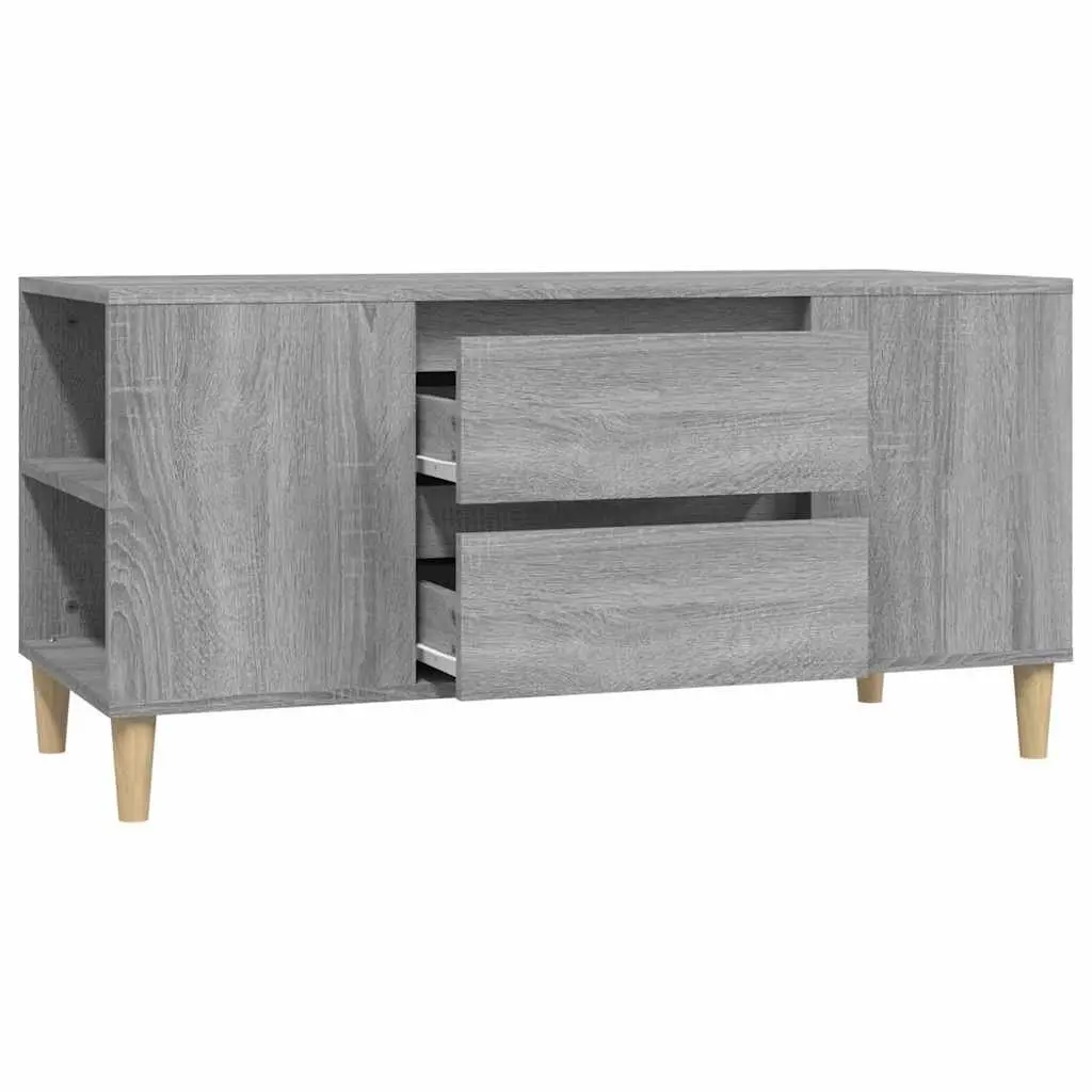 TV Cabinet Engineered Wood 102x44.5x50cm Grey Storage Unit with Drawers