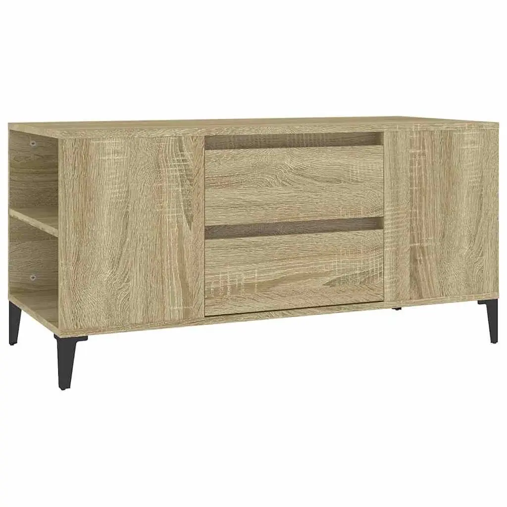 TV Stand Engineered Wood Brown Sonoma Oak Storage Unit with Drawers 102cm