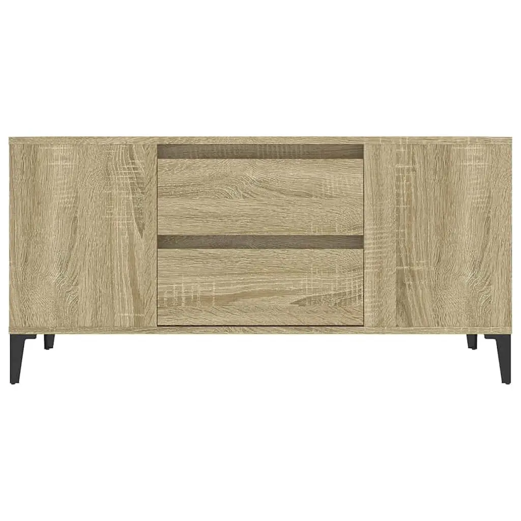 TV Stand Engineered Wood Brown Sonoma Oak Storage Unit with Drawers 102cm
