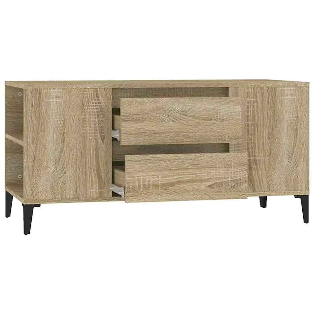 TV Stand Engineered Wood Brown Sonoma Oak Storage Unit with Drawers 102cm
