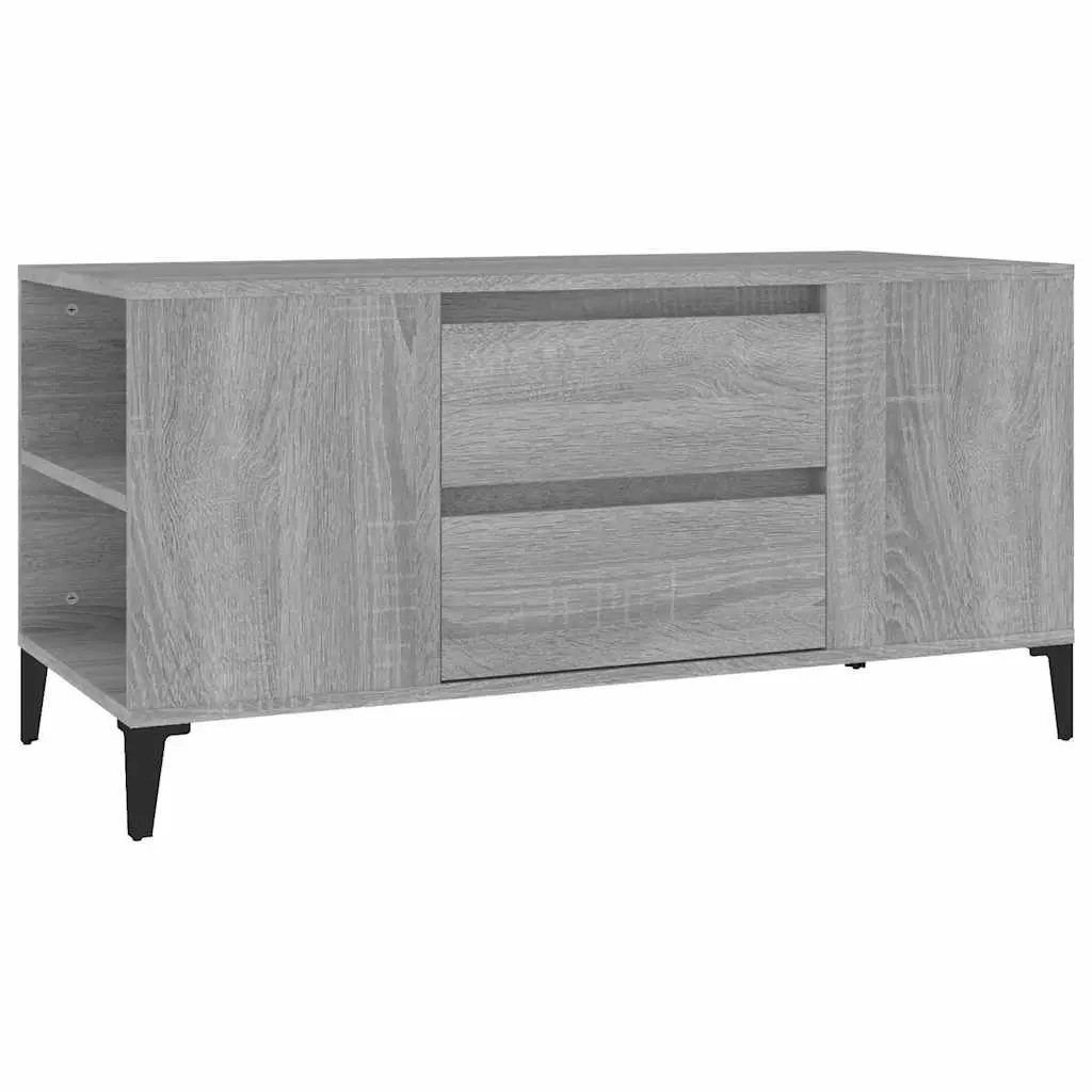 TV Cabinet Engineered Wood Grey Sonoma Industrial Style 4 Compartments 2 Drawers