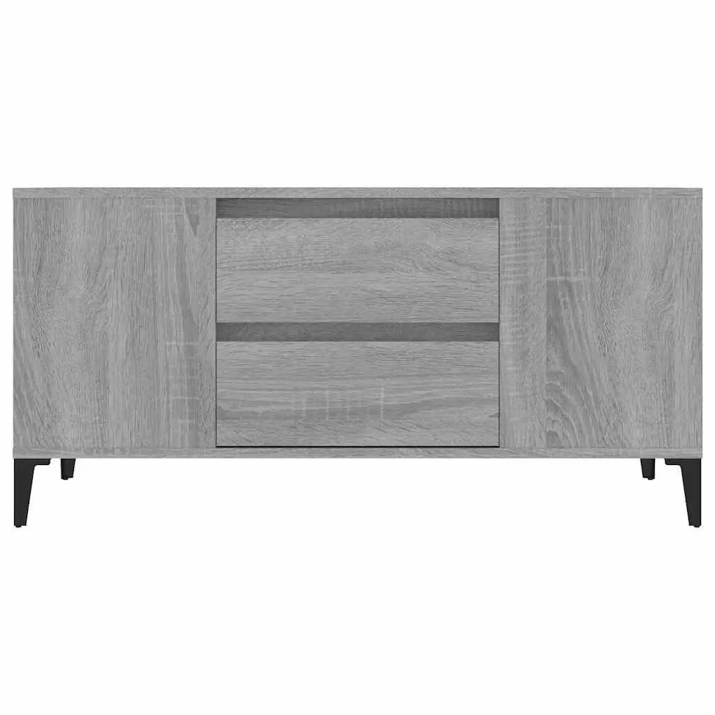 TV Cabinet Engineered Wood Grey Sonoma Industrial Style 4 Compartments 2 Drawers