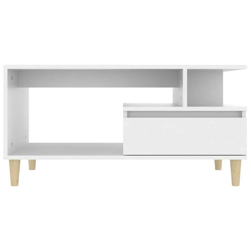 Coffee Table Engineered Wood 90x49x45 cm White with Drawer Storage Compartments