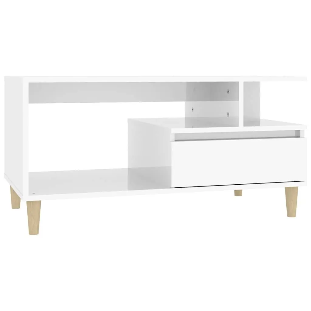 High Gloss White Coffee Table with Flexible Storage