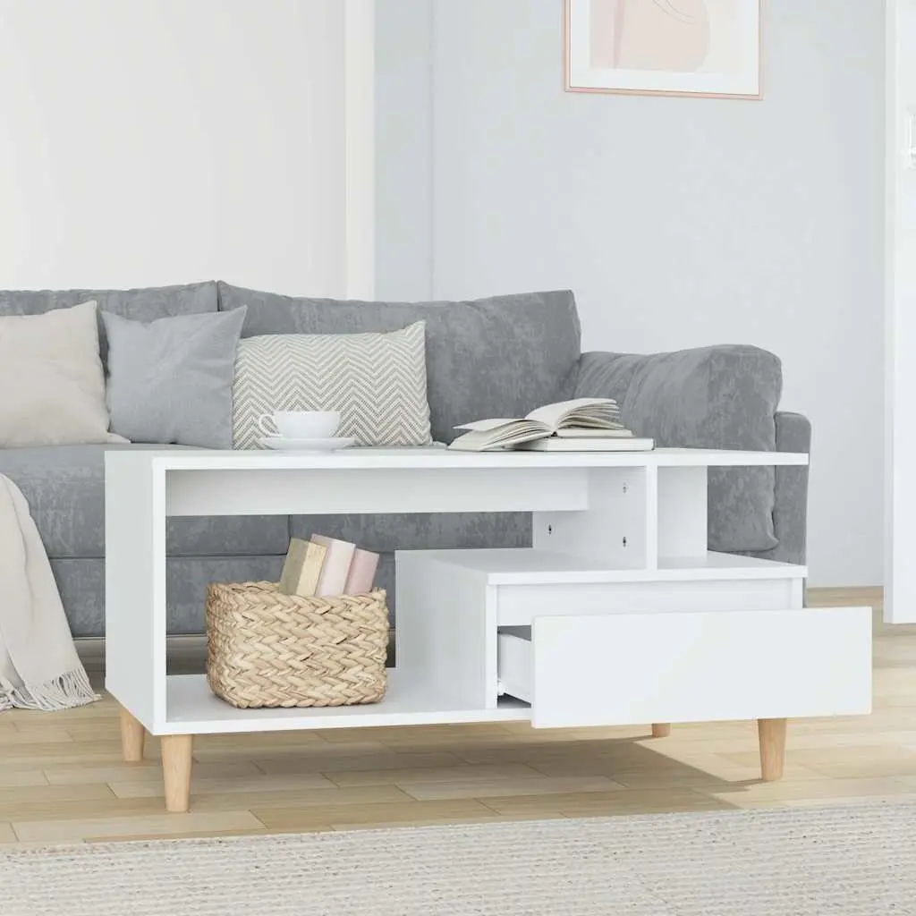 High Gloss White Coffee Table with Flexible Storage