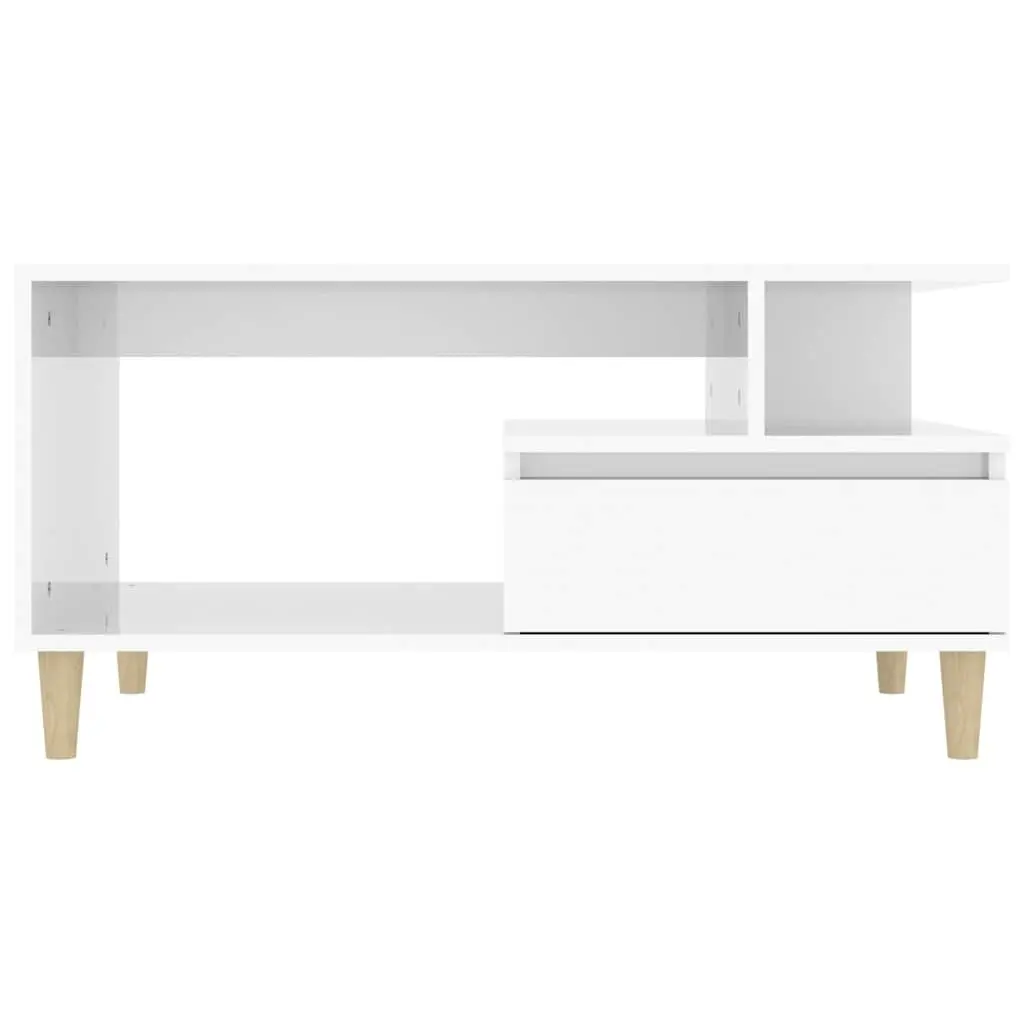 High Gloss White Coffee Table with Flexible Storage
