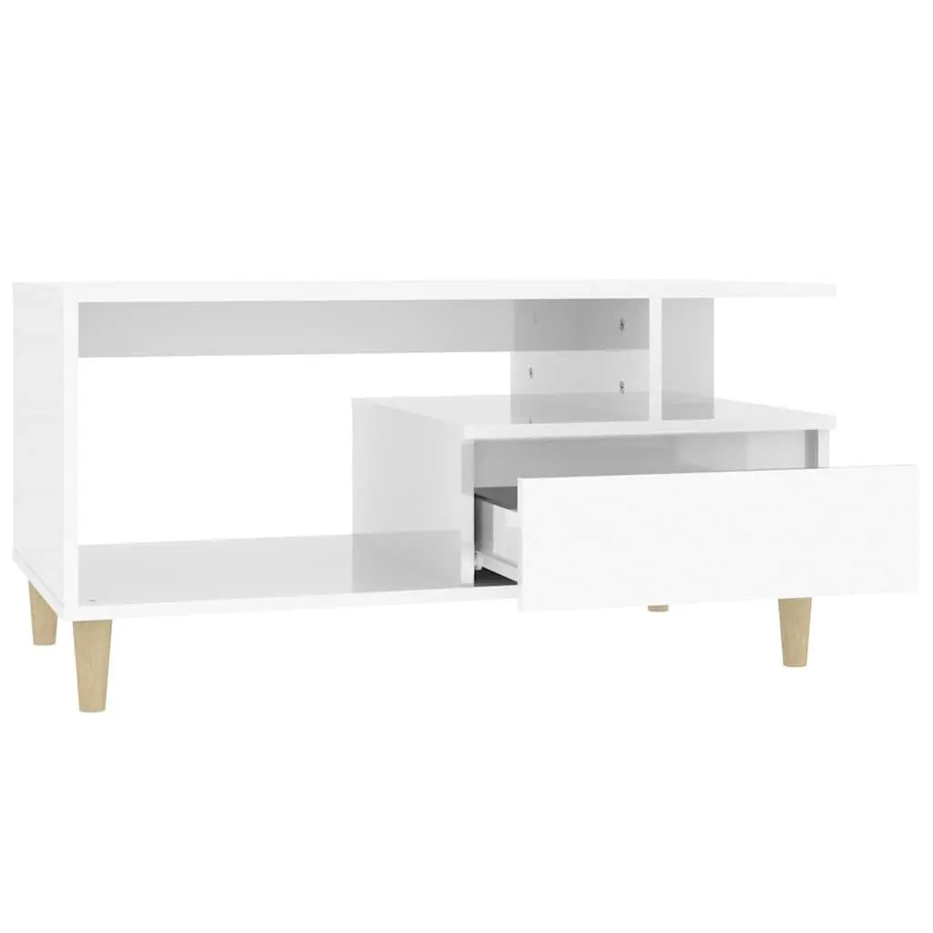 High Gloss White Coffee Table with Flexible Storage