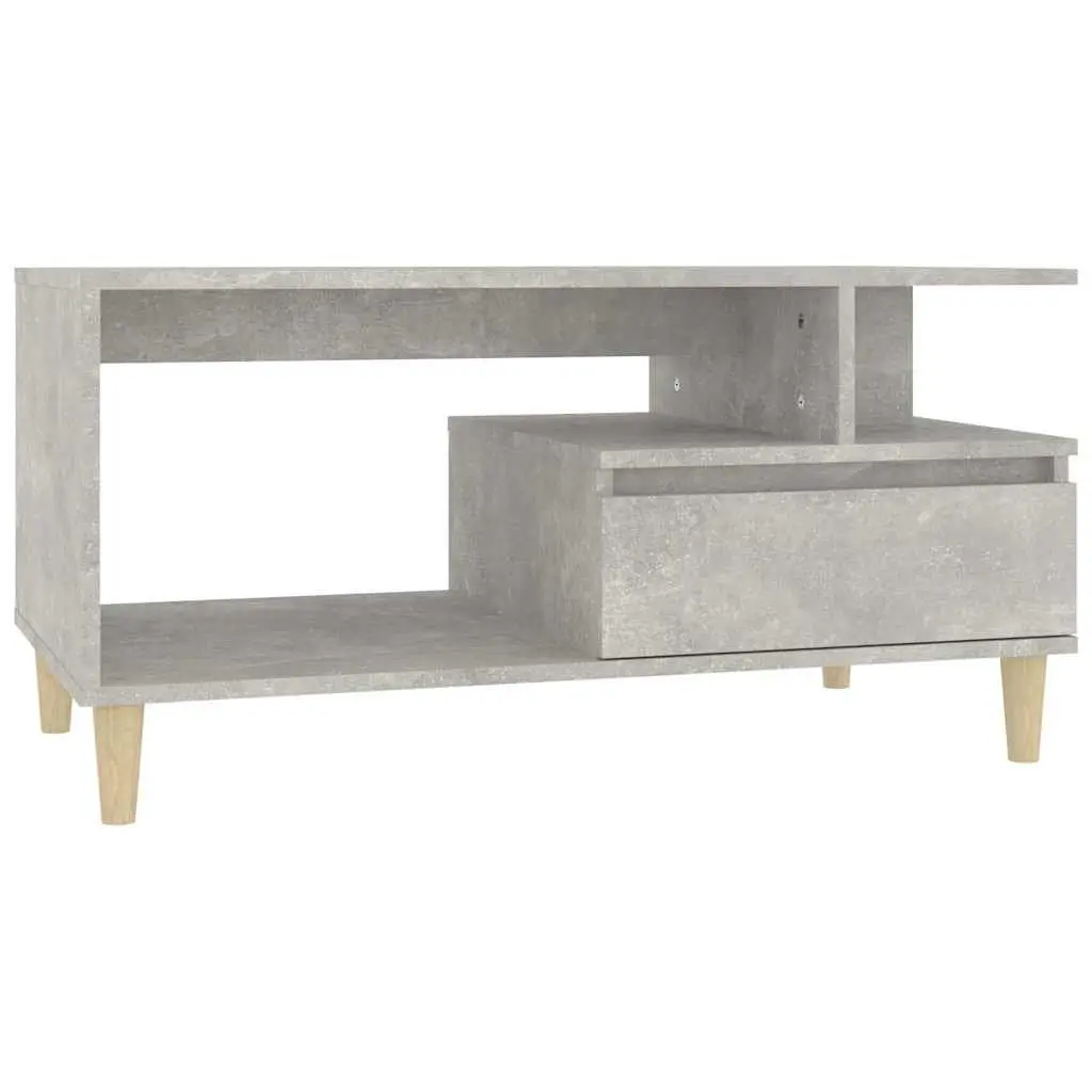 Coffee Table Engineered Wood Grey with Storage Drawer Open Compartments