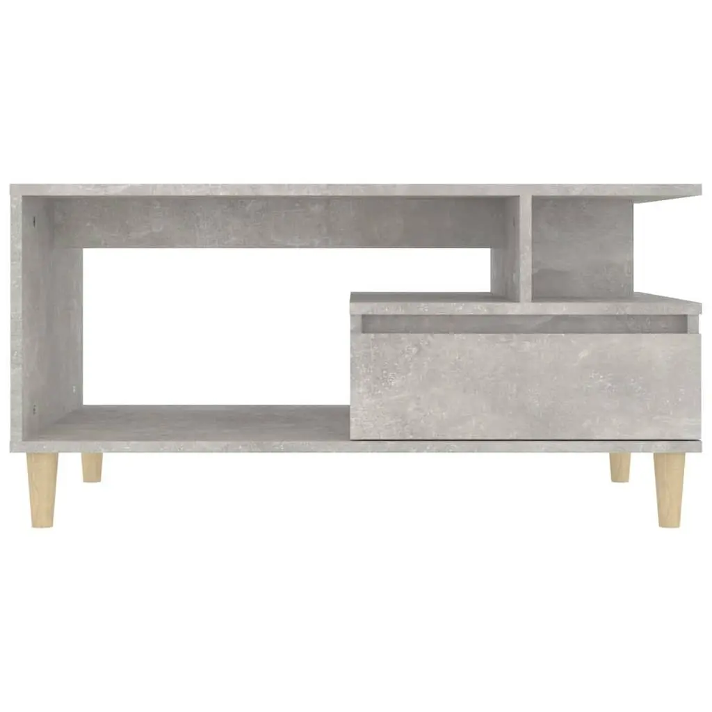 Coffee Table Engineered Wood Grey with Storage Drawer Open Compartments
